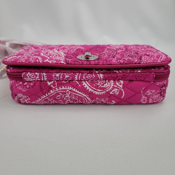 Vera Bradley Turnlock Crossbody Stamped Paisley Faux Leather Trim Purse - Picture 9 of 16